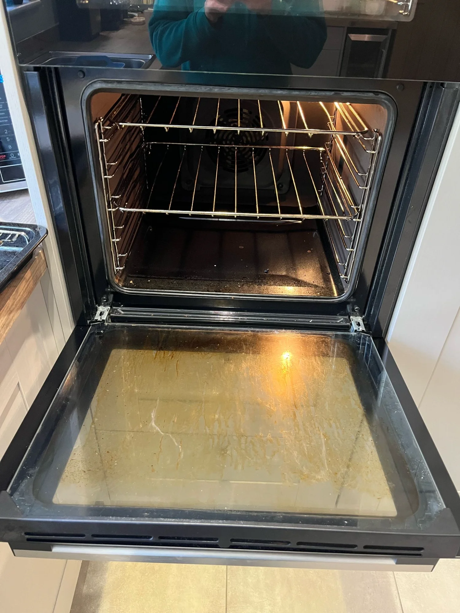 Dirty oven needing professional cleaning