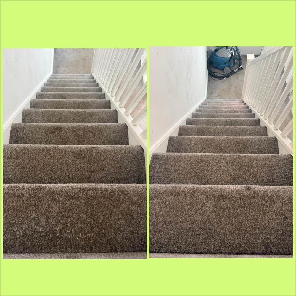 Brown stair carpet professionally cleaned — Middlesbrough