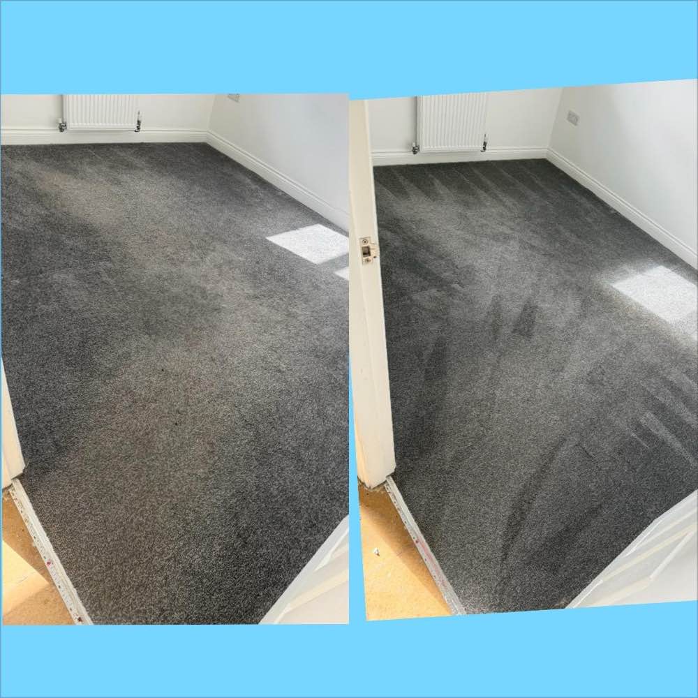 Dark grey room carpet before and after — grooming lines, Middlesbrough