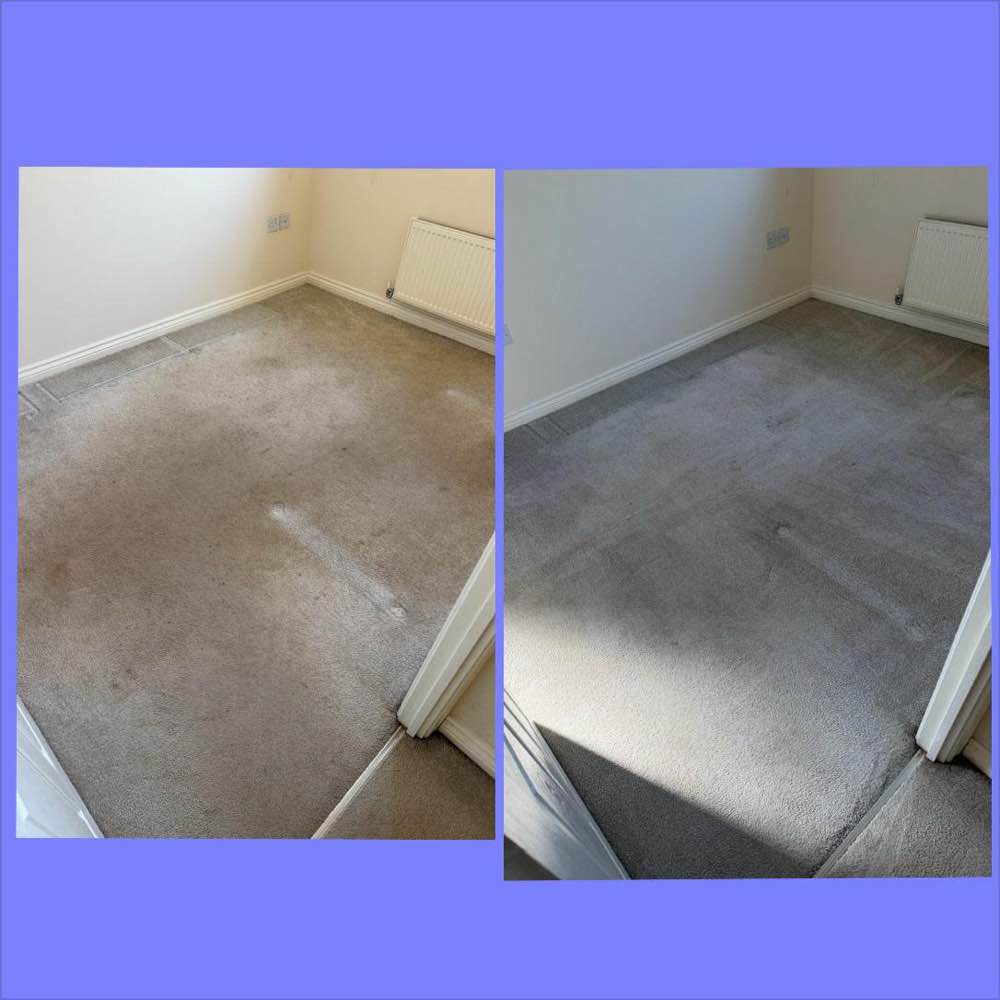 Empty room carpet before and after cleaning — fresh cleaning lines, Stockton